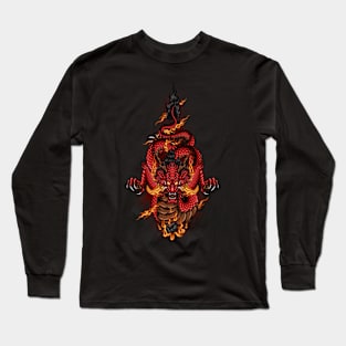 dragon chasing fireball Long Sleeve T-Shirt